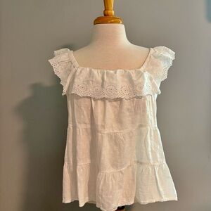 Old Navy White Eyelet Ruffle Top